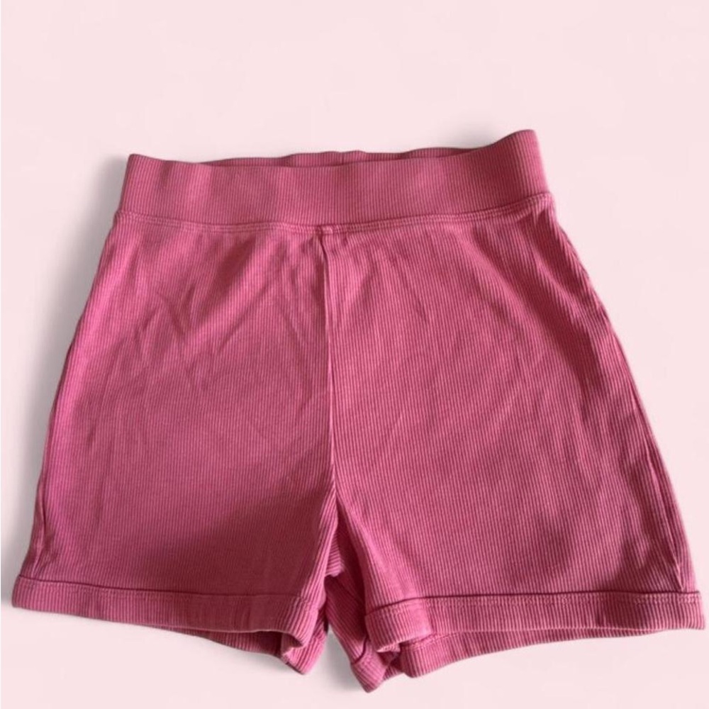 Zara Ribbed High-Waist Pink Shorts